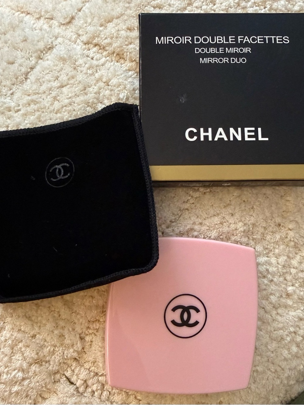 CHANEL GWP Pink Compact Mirror with Black Logo